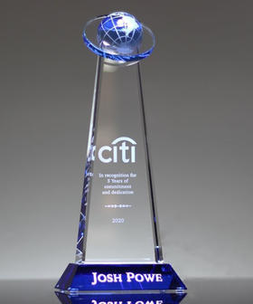 蓝色地球水晶奖杯星空奖杯靓丽高端企业进步团队奖品