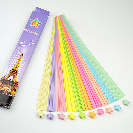 荧光星星纸 韩版长盒包装糖果色星星纸 荧光盒装幸运星五角星纸手工