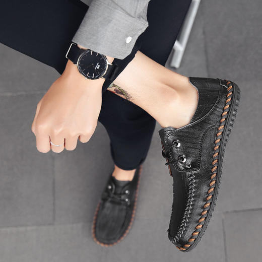 【服饰鞋包】秋季潮流商务鞋豆豆鞋男时尚透气男士休闲皮鞋 商品图3