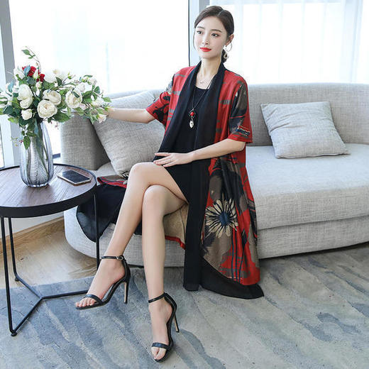 YH-921958新款气质宽松显瘦中国风开衫两件套连衣裙 商品图2