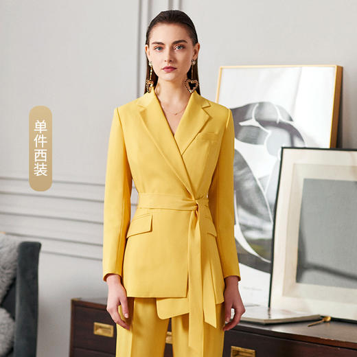 IWY/新品时尚气质黄色西装套装修身显瘦OL职业女士休闲套装两件套CP9112 商品图6