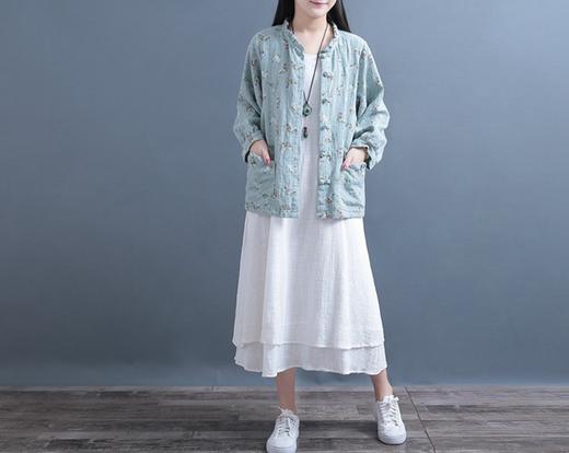 AW02中国灯笼袖棉麻外套女春1:1实物服装纸样剪裁图纸牛皮纸样 商品图1