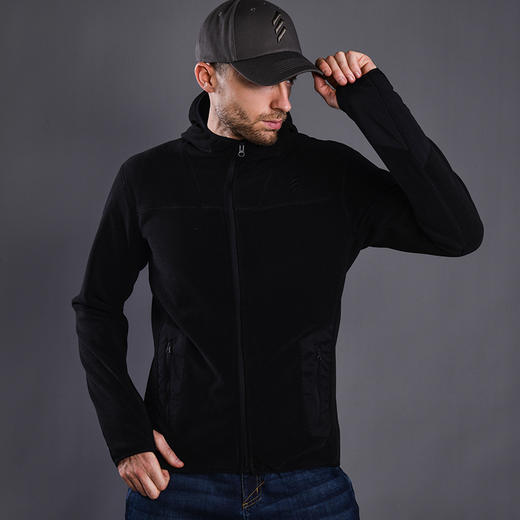 【抗起球-抗静电-抗磨损】鹰爪行动伏击者抓绒衣男加厚连帽双面绒摇粒绒保暖衣户外卫衣外套 商品图5