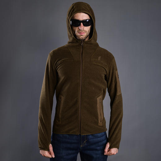 【抗起球-抗静电-抗磨损】鹰爪行动伏击者抓绒衣男加厚连帽双面绒摇粒绒保暖衣户外卫衣外套 商品图1