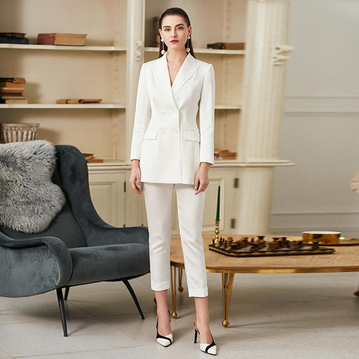 IWY/早新品白色长袖西服长裤套装CP9130 商品图0