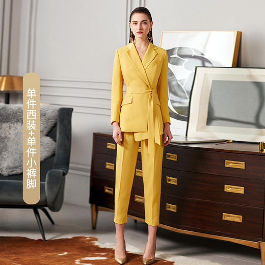 IWY/新品时尚气质黄色西装套装修身显瘦OL职业女士休闲套装两件套CP9112 商品图8