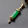 冰种阳绿复古翡翠吊坠18k黄金钻石镶嵌 商品缩略图1