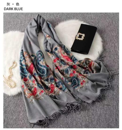 新款尼泊尔风羊绒多彩围巾/披肩两用 70*200cm 商品图1