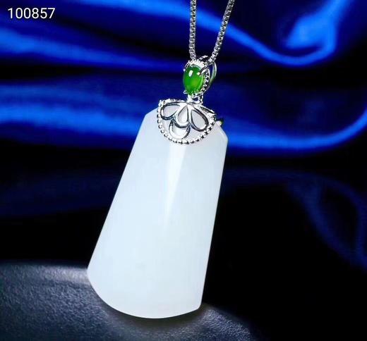 s925银镶和田玉白玉平安牌吊坠【运费到付】 商品图3