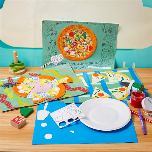 美味的披萨 儿童手工diy制作材料包幼儿园涂色绘画插卡创意贴画 商品图1