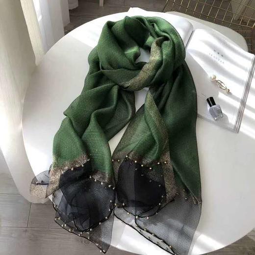 纯色真丝羊毛钉珠披肩 75*200cm 商品图0