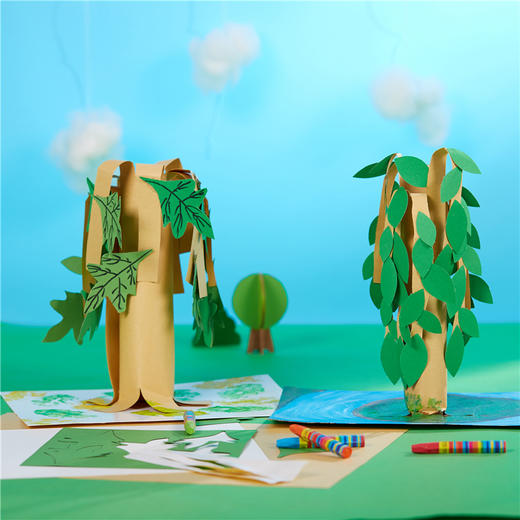 垂杨柳美可植树节手工diy儿童手工制作材料包幼儿园大树立体贴画