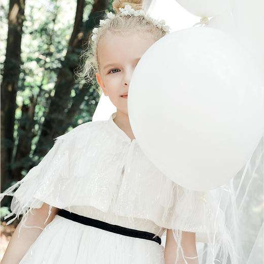 非质量问题不退换哦~蓬纱馆儿童小礼服裙子高端公主裙无袖连衣裙简约蓬蓬裙-白色爱的纱裙 商品图5