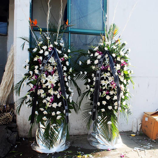 菊花花篮-清明节重阳节祭奠扫墓哀悼上坟黄白色菊花花束 商品图6