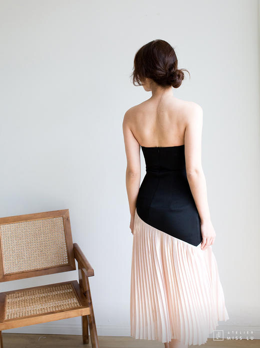 Atelier Miss Lu / Traci-百褶拼色抹胸连身裙 商品图2