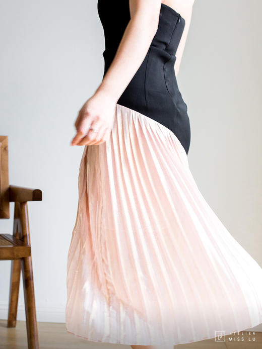 Atelier Miss Lu / Traci-百褶拼色抹胸连身裙 商品图6