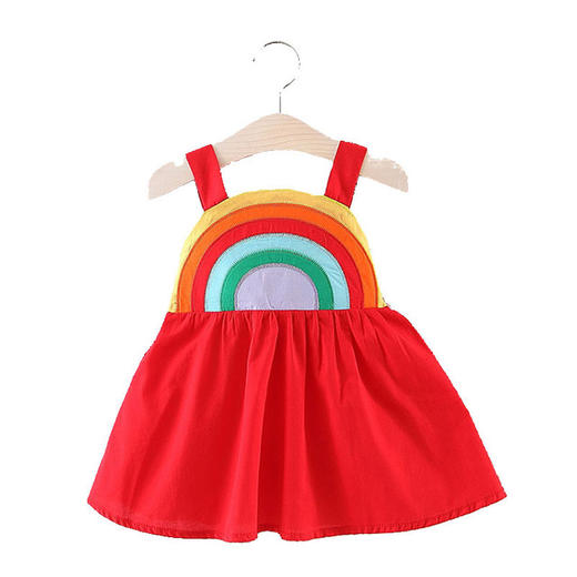 【女童】童裙夏季1-4岁女童洋气连衣裙彩虹吊带裙可爱A字裙 商品图0