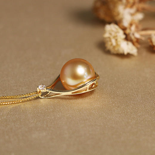 甄珠贝【天鹅】11-12mm南洋金珠 18K金 商品图4