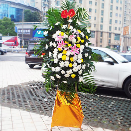 菊花花篮-清明节重阳节祭奠扫墓哀悼上坟黄白色菊花花束 商品图10