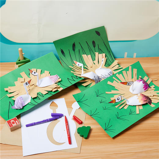 候鸟白鹳 综合性创意美术儿童手工diy制作材料幼儿园涂色绘画插卡 商品图1