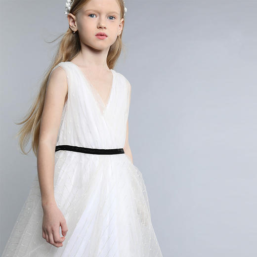 非质量问题不退换哦~蓬纱馆儿童小礼服裙子高端公主裙无袖连衣裙简约蓬蓬裙-白色爱的纱裙 商品图2