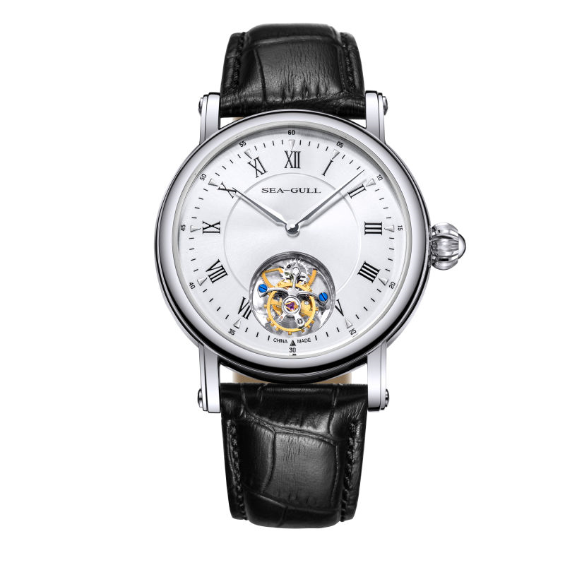 海鸥全自动镂空鳄鱼皮陀飞轮男表818.11.6018