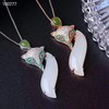 s925银镶和田玉白玉平随型狐狸吊坠 商品缩略图2