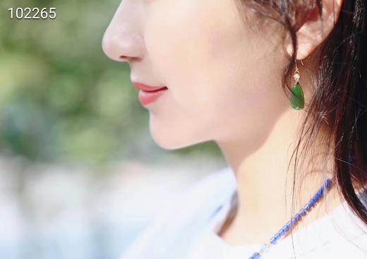 18k玫瑰金镶和田玉碧玉水滴耳环 商品图2