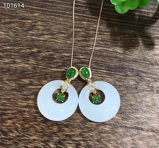 18k金镶羊脂玉平安扣挂件 商品图0