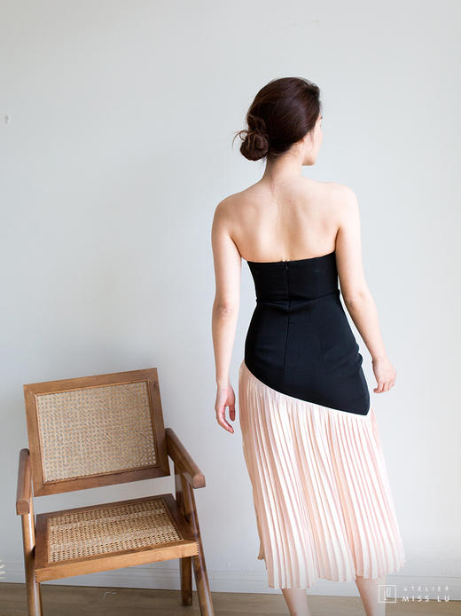 Atelier Miss Lu / Traci-百褶拼色抹胸连身裙 商品图8