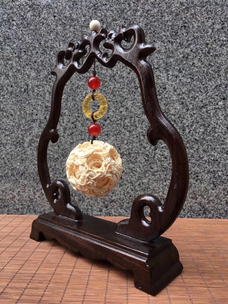 40734猛犸象牙牙雕代表作龙凤呈祥鬼工玲珑球