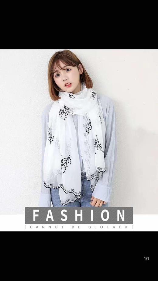 春夏新款蕾丝绣花长丝巾 130*200cm 商品图4
