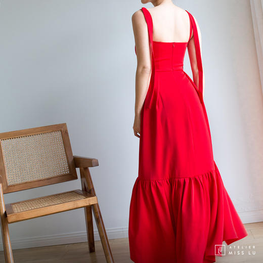 AtelierMissLu / Lara-嘉年华红系带长礼服 商品图4
