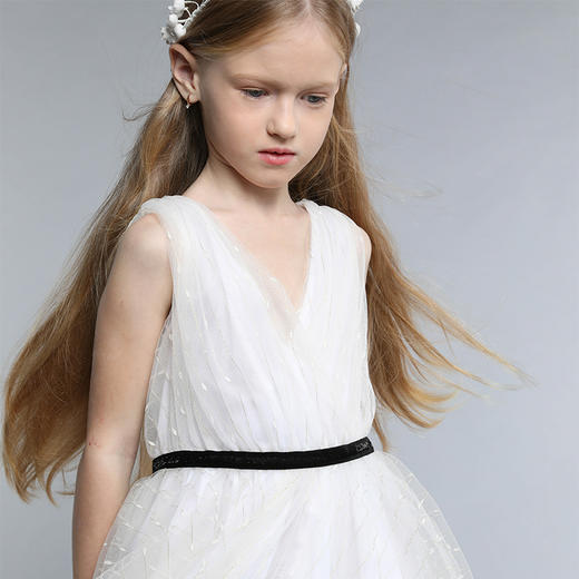 非质量问题不退换哦~蓬纱馆儿童小礼服裙子高端公主裙无袖连衣裙简约蓬蓬裙-白色爱的纱裙 商品图1