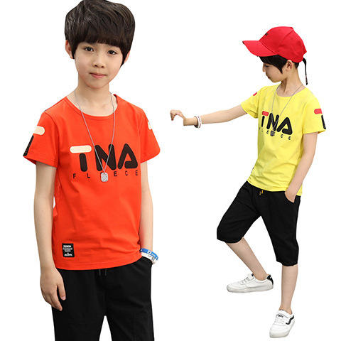 【男童套装】。夏季新款男童洋气童装两件套潮2019年韩版中大童字母套装 商品图3