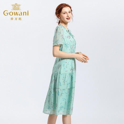 乔万尼真丝连衣裙女夏温柔清新碎花时尚气质桑蚕丝长裙子EN2E515 商品图2