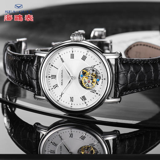海鸥全自动镂空鳄鱼皮陀飞轮男表818.11.6018 商品图4