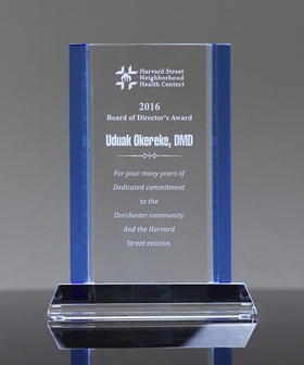 创意蓝色水晶奖杯奖牌定制定做