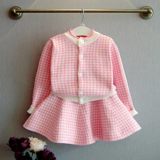 【女童衬衫】春秋季韩版儿童长袖毛衣开衫套裙两件套 商品图0