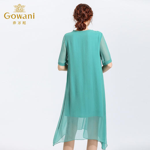 乔万尼夏季真丝纯色气质宽松网纱桑蚕丝连衣裙女长款过膝EN2E506 商品图3