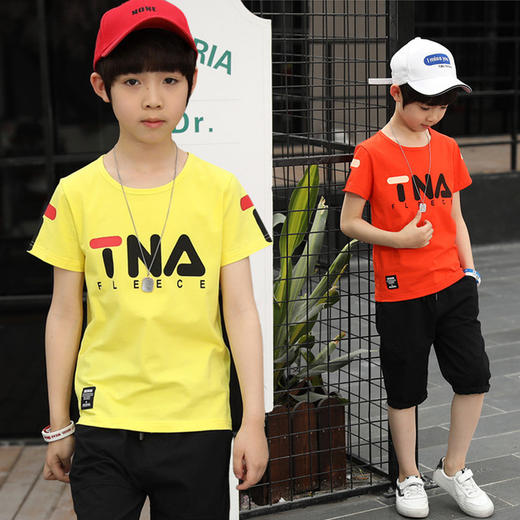 【男童套装】。夏季新款男童洋气童装两件套潮2019年韩版中大童字母套装 商品图0