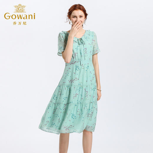 乔万尼真丝连衣裙女夏温柔清新碎花时尚气质桑蚕丝长裙子EN2E515 商品图1