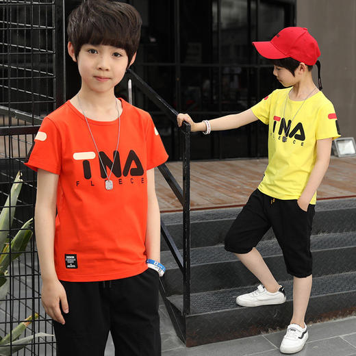 【男童套装】。夏季新款男童洋气童装两件套潮2019年韩版中大童字母套装 商品图4