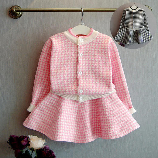 【女童衬衫】春秋季韩版儿童长袖毛衣开衫套裙两件套 商品图5