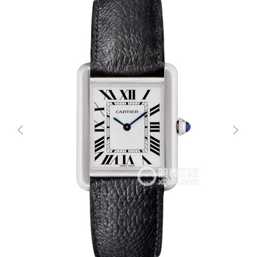 ZF卡地亚Tank Solo坦克系列WSTA0030女士情侣腕表。31mm宽，圆角和直角交替的表壳，蓝色半透明圆珠形表冠，银制珠光表盘，完美还原 商品图0