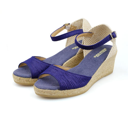 #断码特价39码#西班牙原产手工制作时尚轻便女款草编鞋 2504RP-蓝色 商品图3