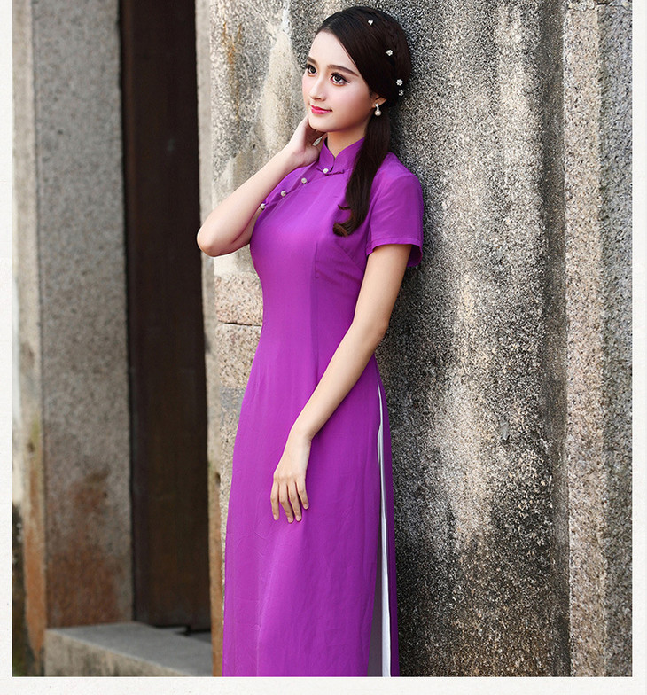 奥黛新款夏装奥黛旗袍越南旗袍长款