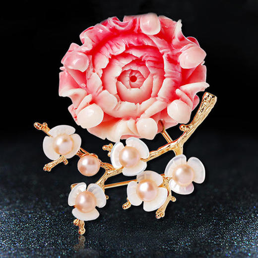 RS-淡水珍珠天然贝壳梅花胸针胸花TZW 商品图3