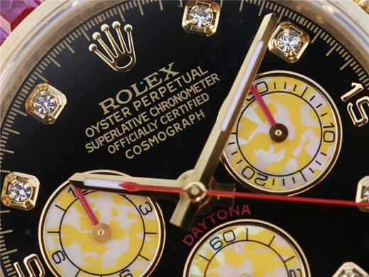 N劳力士116599RBow全新彩虹圈迪通拿Daytona升级版40mm男表。 1:升级圈口角度与宝石大小颜色，缎纹字面更加富有光泽，能与原装保持 商品图4