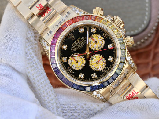 N劳力士116599RBow全新彩虹圈迪通拿Daytona升级版40mm男表。 1:升级圈口角度与宝石大小颜色，缎纹字面更加富有光泽，能与原装保持 商品图2